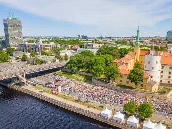 Riga Letonia Mayo 2018 Maratón Internacional Lattelecom 2018 Comience Terraplén —  Fotos de Stock