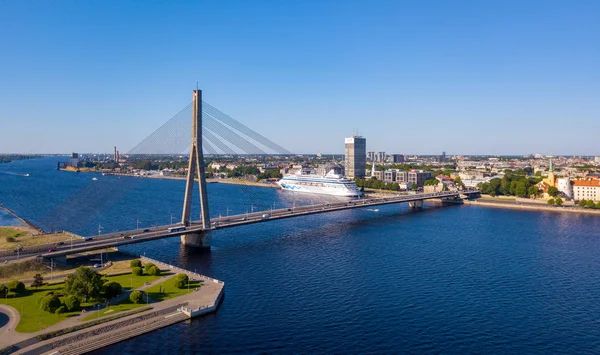 Veduta Aerea Del Ponte Vansu Ponte Sospeso Che Attraversa Fiume — Foto Stock