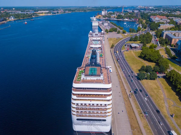 Riga Lettonia Giugno 2018 Veduta Aerea Della Nave Crociera Msc — Foto Stock