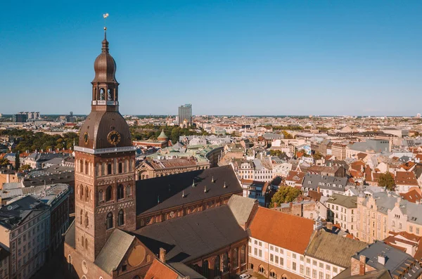 Vista Aérea Iglesia San Pedro Riga Letonia — Foto de Stock