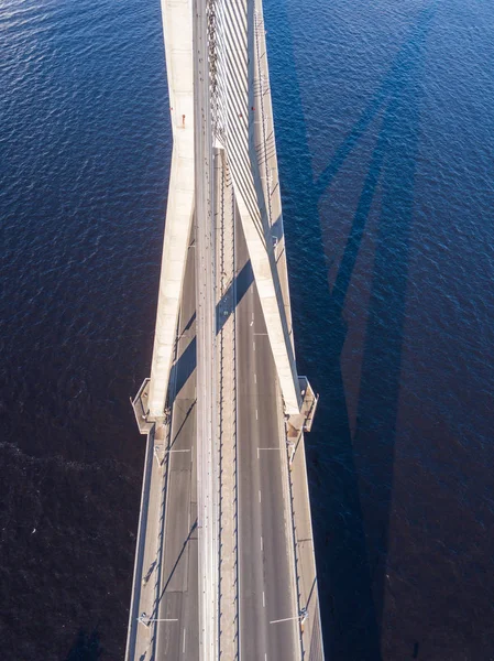 Aerial View Vansu Bridge Suspension Bridge Spans River Daugava Latvian — Stock Photo, Image