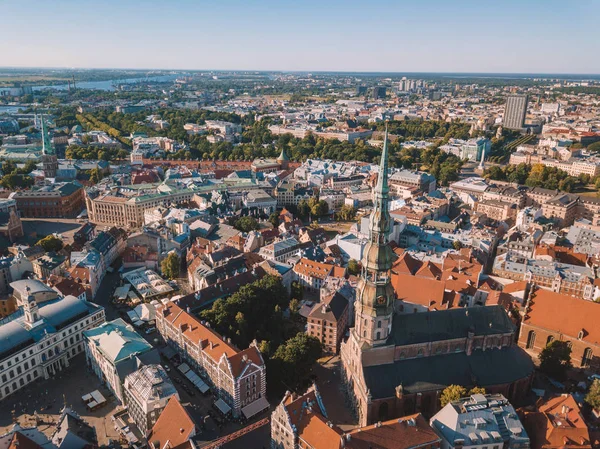 Aerial View Peter Church Riga Latvia — Stock Photo, Image