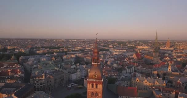 Riga Letonia Mayo 2018 Increíble Vista Aérea Puesta Sol Sobre — Vídeo de stock