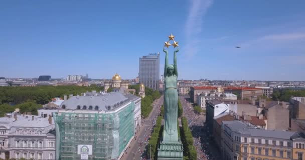 May 2018 Riga Latvia Aerial View Lattelecom Marathon 2018 People — Stock Video