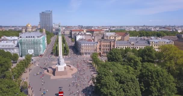 Maggio 2018 Riga Lettonia Veduta Aerea Della Maratona Lattelecom 2018 — Video Stock