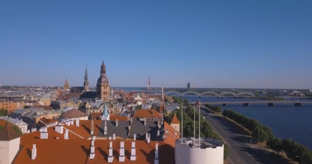 Hermosa Vista Aérea Del Casco Antiguo Riga Por Catedral San — Vídeo de stock