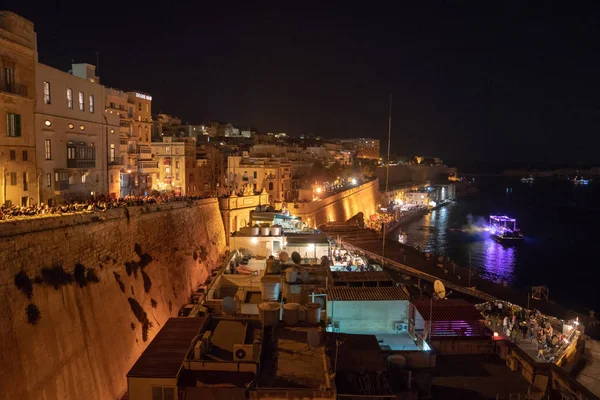 Maio 2018 Valletta Malta Bela Cidade Velha Valletta Noite Com — Fotografia de Stock