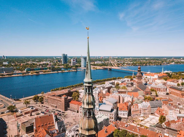 Вид Воздуха Колокольню Собора Святого Петра Риге Латвия — стоковое фото
