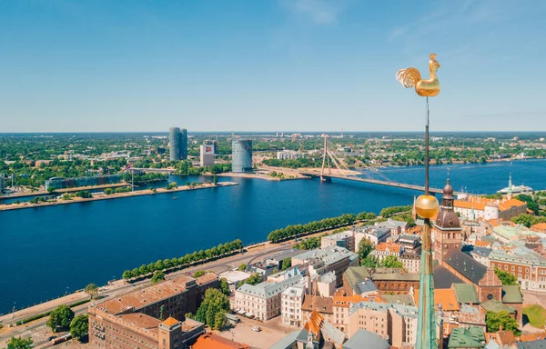 Mei 2018 Riga Letland Mooie Riga Luchtfoto Van Bovenaf Met — Stockfoto