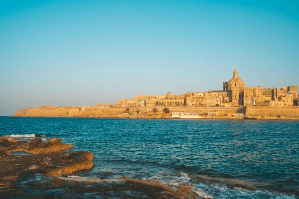 View on Valletta with its architecture cathedral from the sea