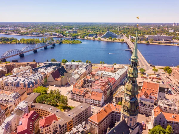 Vista Aérea Del Campanario Catedral San Pedro Riga Letonia —  Fotos de Stock