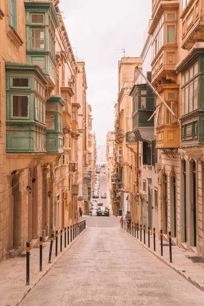 Valletta Malta Die Traditionellen Häuser Engen Gassen Und Mauern Von — Stockfoto