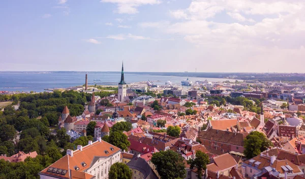 Захватывающая Воздушная Линия Таллиннской Ратушной Площади Старой Рыночной Площадью Эстония — стоковое фото