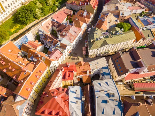 Increíble Horizonte Aéreo Plaza Del Ayuntamiento Tallin Con Plaza Del — Foto de Stock