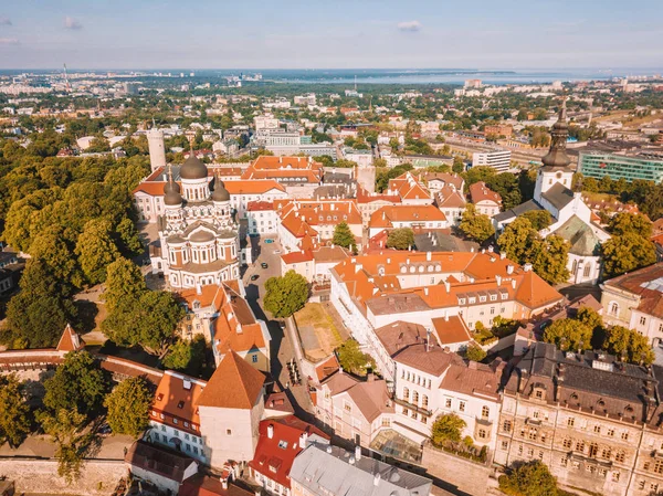 Niesamowite Antenowe Skyline Tallinn Plac Ratuszowy Starego Rynku Estonia Piękne — Zdjęcie stockowe