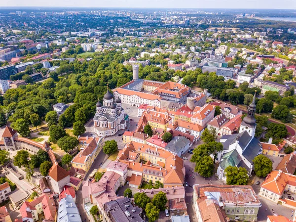 Increíble Vista Aérea Del Casco Antiguo Tallin Con Muchas Casas — Foto de Stock