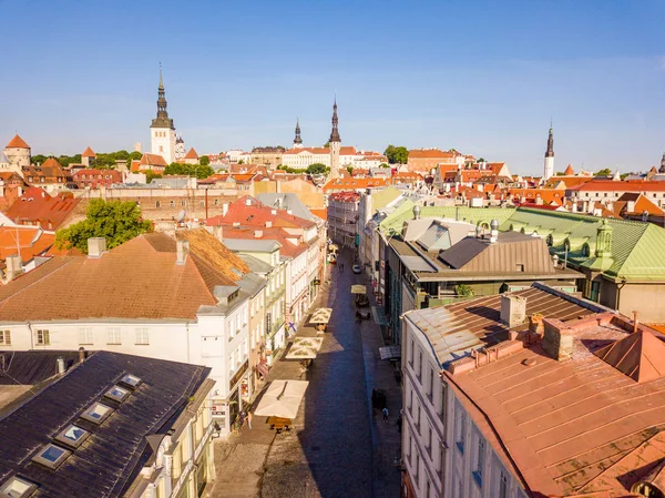 Niesamowite Antenowe Skyline Tallinn Plac Ratuszowy Starego Rynku Estonia Piękne — Zdjęcie stockowe