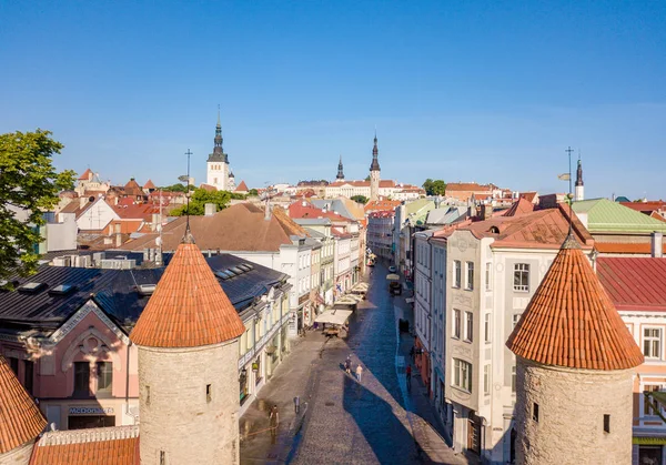 Csodálatos Légi Skyline Tallinn Városháza Tér Old Market Square Észtország — Stock Fotó