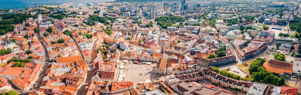 Légifelvételek Sok Régi Tallinn Old Town Csodálatos Házak Tenger Vár — Stock Fotó