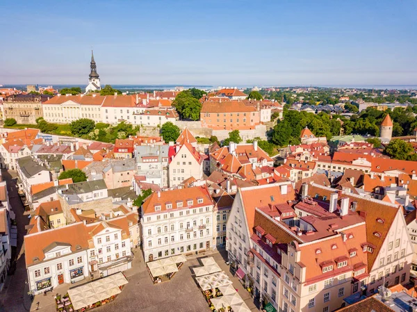 Úžasné Letecké Panorama Tallinn Town Hall Square Old Market Square — Stock fotografie