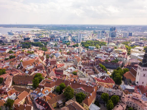 Amazing Aerial View Tallinn Old Town Many Old Houses Sea — Stock Photo, Image