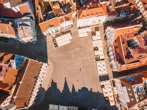 Csodálatos Légi Skyline Tallinn Városháza Tér Old Market Square Észtország — Stock Fotó