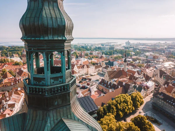 Amazing Aerial Skyline Tallinn Town Hall Square Old Market Square — Stock Photo, Image