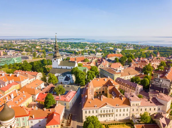 Csodálatos Légi Skyline Tallinn Városháza Tér Old Market Square Észtország — Stock Fotó