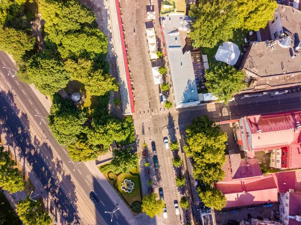 Skyline Aérea Surpreendente Praça Câmara Municipal Tallinn Com Praça Mercado — Fotografia de Stock