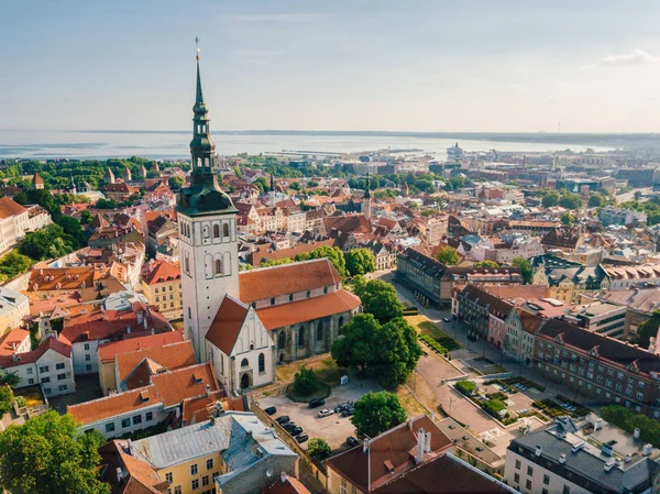 Amazing Aerial Skyline Tallinn Town Hall Square Old Market Square — Stock Photo, Image