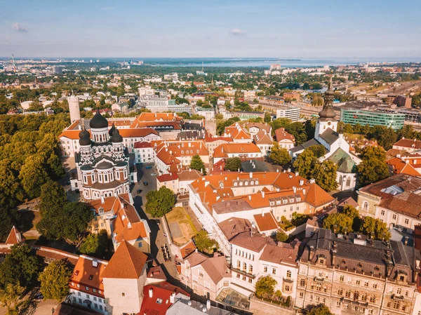 Niesamowite Antenowe Skyline Tallinn Plac Ratuszowy Starego Rynku Estonia Piękne — Zdjęcie stockowe