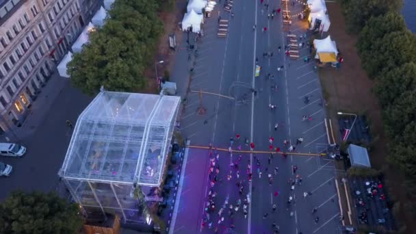 Luchtfoto Van Oude Stad Van Riga Het Vieren Van Rein — Stockvideo