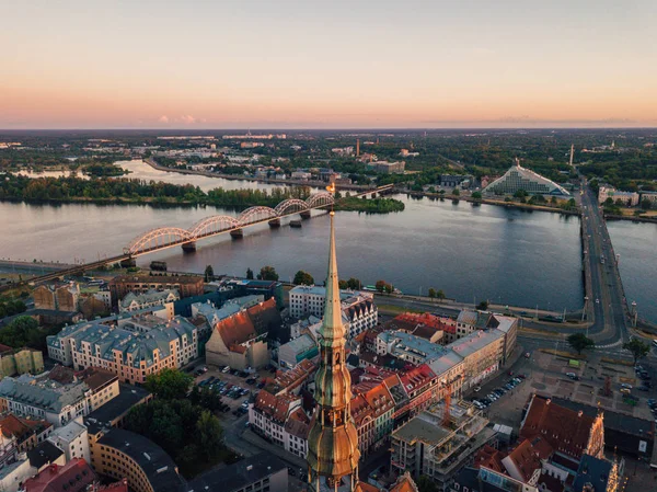 Junio 2018 Riga Letonia Hermosa Vista Aérea Ciudad Riga Vista —  Fotos de Stock