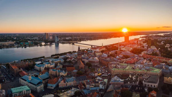 Juni 2018 Riga Letland Mooie Luchtfoto Van Riga Uitzicht Stad — Stockfoto