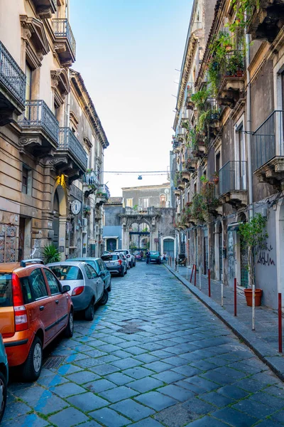 Mei 2018 Catania Italië Gezellige Straatjes Van Catania Met Kleine — Stockfoto