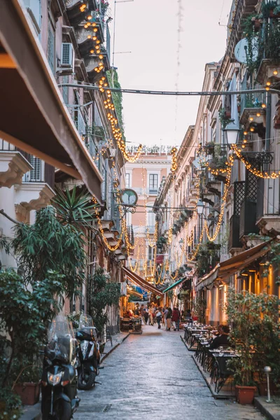 Mayo 2018 Catania Sicilia Estrecha Acogedoras Calles Nocturnas Casco Antiguo — Foto de Stock