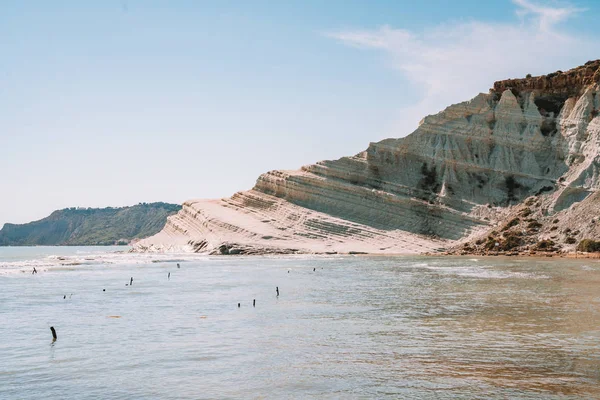 Vista Los Acantilados Blancos Turchi Isla Sicilia Italia — Foto de Stock