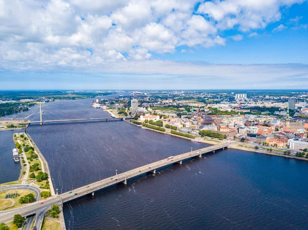 Juli 2018 Riga Lettland Flygfoto Över Riga City Huvudstad Lettland — Stockfoto