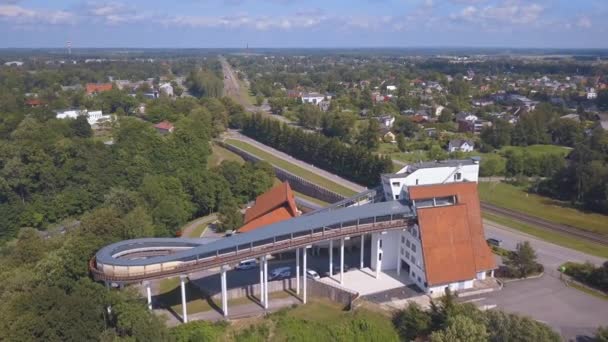 Aerial View Sigulda Latvia Bobsleigh Luge Skeleton Track — Stock Video