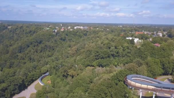 Вид Воздуха Бобслейную Санную Скелетную Трассу Сигулды Латвия — стоковое видео