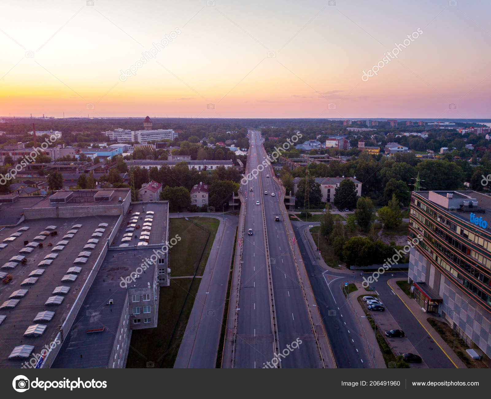 Riga Lettonie Juillet 2018 Vue Aérienne Coucher Soleil Sur