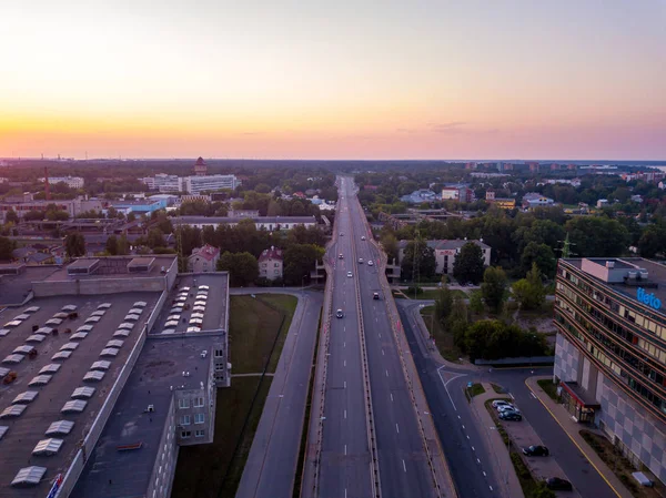 Ρίγα Λετονία Ιουλίου 2018 Εναέρια Θέα Στο Ηλιοβασίλεμα Πάνω Από — Φωτογραφία Αρχείου