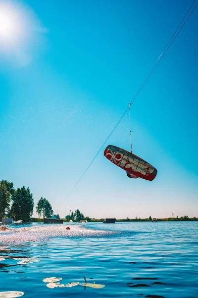 Marupe Lettland Juli 2018 Junger Mann Wakeboarding Auf Einem See — Stockfoto