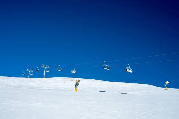 Saalbach Áustria Março 2018 Elevadores Esqui Teleféricos Resort Inverno Dos — Fotografia de Stock