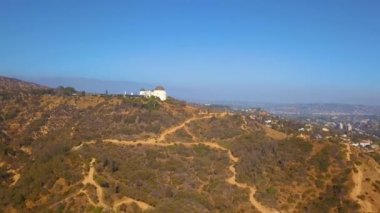 Hollywood, California - 24 Eylül 2018: Hava görünümünü dünyaca ünlü Simgesel Yapı Hollywood Sign üzerinde 24 Eylül 2018, Los Angeles, California.