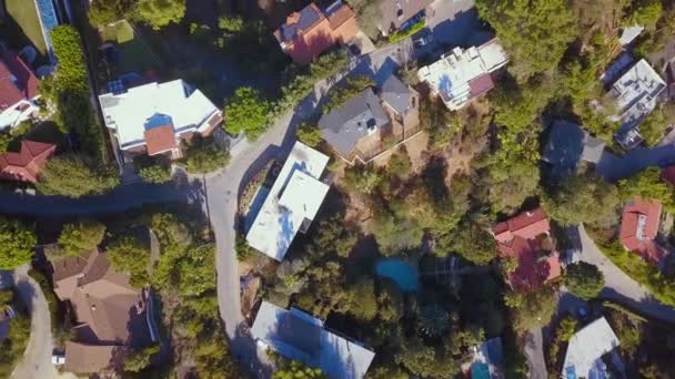 Luchtfoto Het Hollywood Sign District Met Privé Huizen Weg Die — Stockvideo