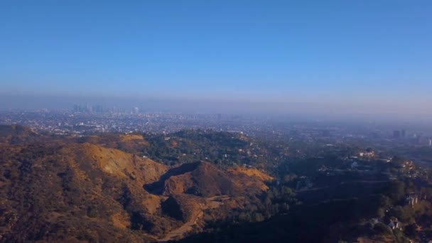 Hollywood California Septiembre 2018 Vista Aérea Del Mundialmente Famoso Cartel — Vídeo de stock