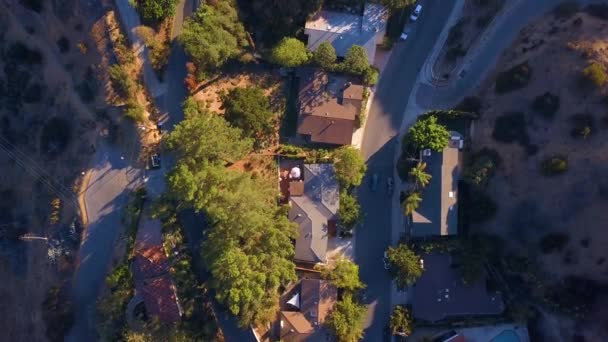 Вид Воздуха Район Знаков Голливуд Частными Домами Дорогой Ведущей Парк — стоковое видео