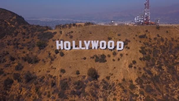 Hollywood California Eylül 2018 Hava Görünümünü Dünyaca Ünlü Simgesel Yapı — Stok video