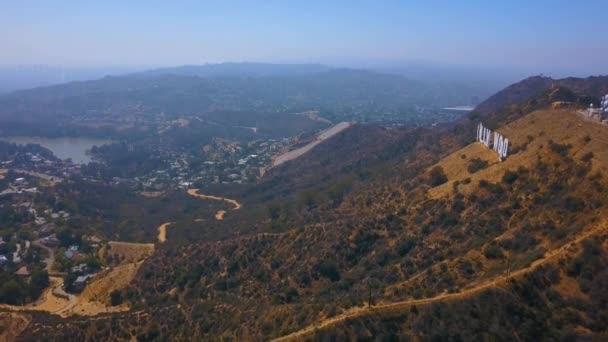 Hollywood California Сентября 2018 Года Вид Воздуха Всемирно Известную Достопримечательность — стоковое видео